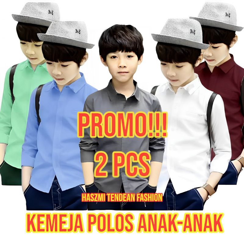 Promo 2 pcs Kemeja anak laki-laki/kemeja polos anak lengan panjang Kemeja distro umur 1-10 tahun