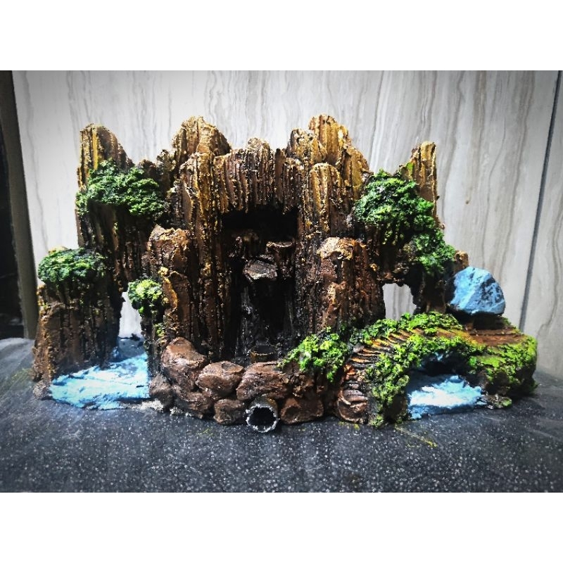 Hiasan tebing air terjun L40cm akuarium aquascape