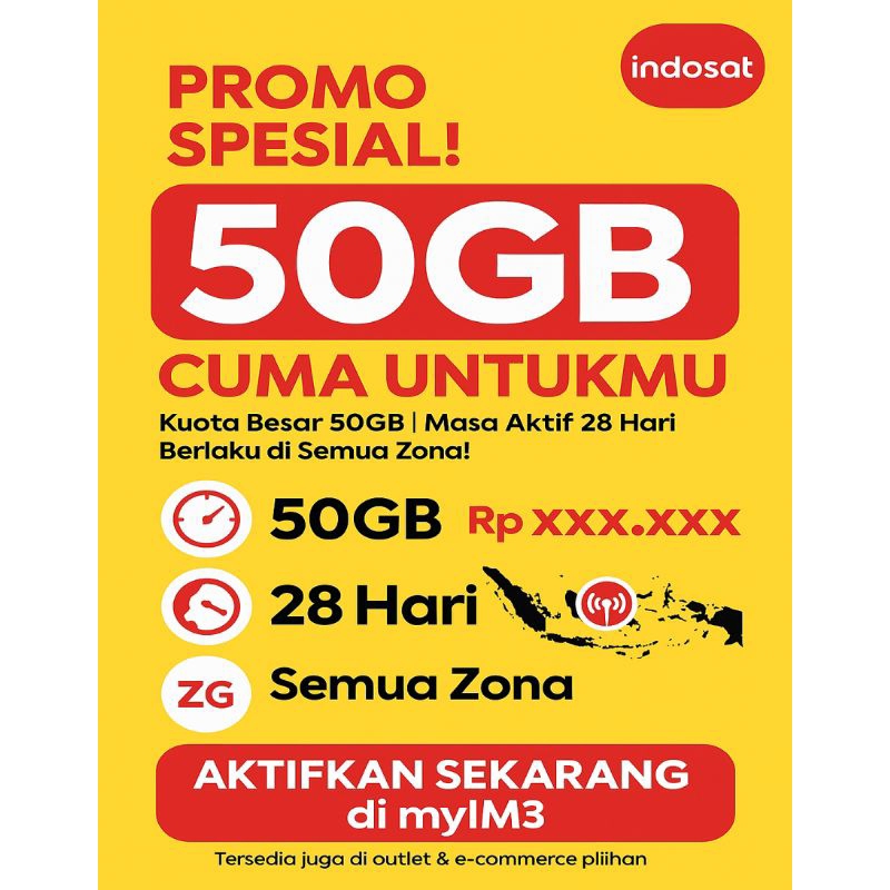 Kuota Indosat Freedom 50GB Murah | Full 28 Hari | Aman & Cepat