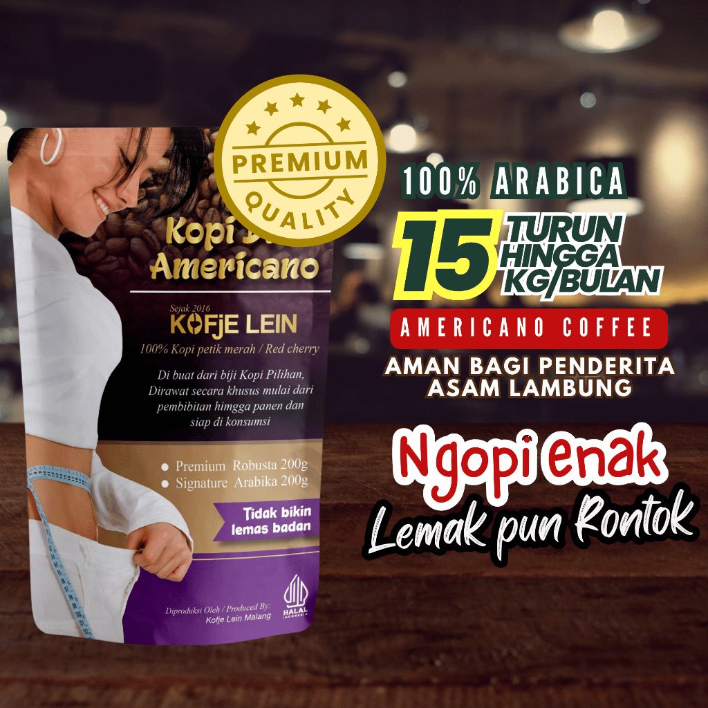 

Kopi Americano Diet Arabica Coffee Pelangsing Ampuh Kofje Lein