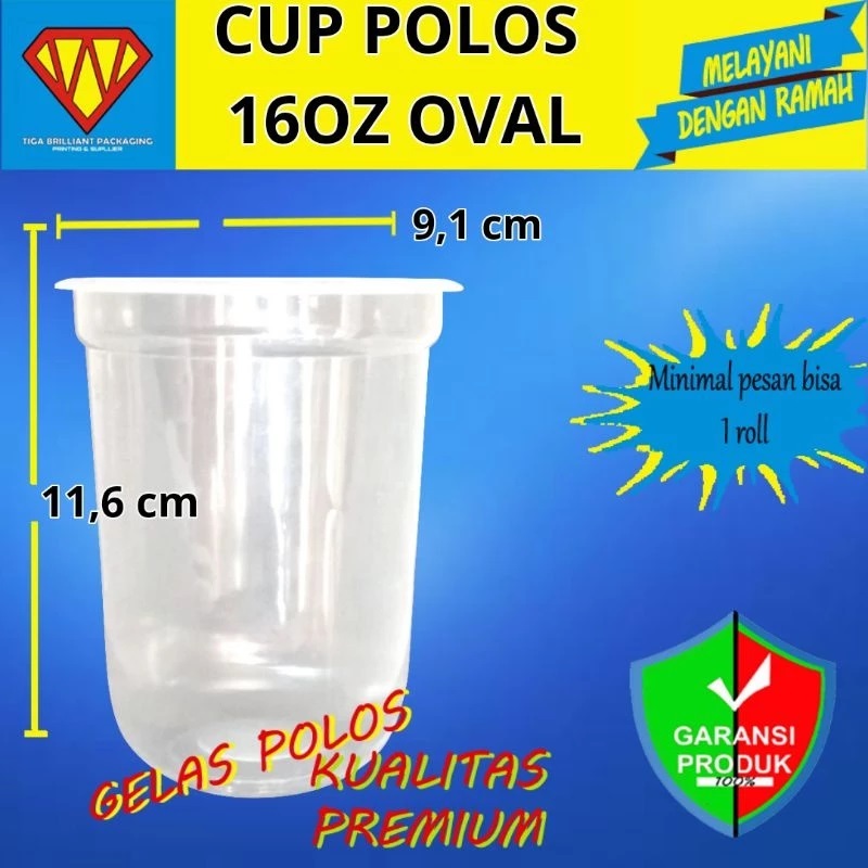 PROMO cup plastik 12oz oval 16oz oval dan 16oz datar cup polos 1slop isi 50 murah tebal bisa di seal