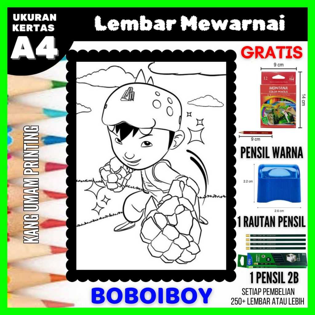 Lembar Mewarnai Gambar Boboiboy Untuk Semua Usia Bagian 02, Gambar Sketsa, Kertas Mewarnai, Drawing