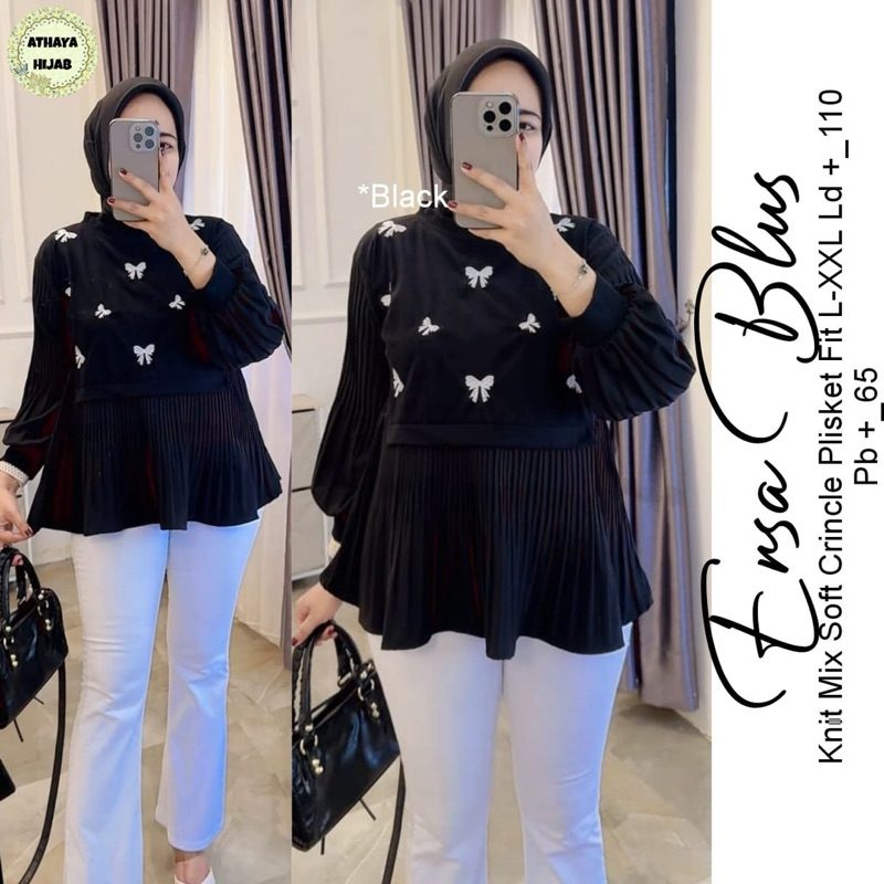 COD= NO CANCEL• Ersa Blus• Atasan Wanita Kekinian Motif Mix Plisket