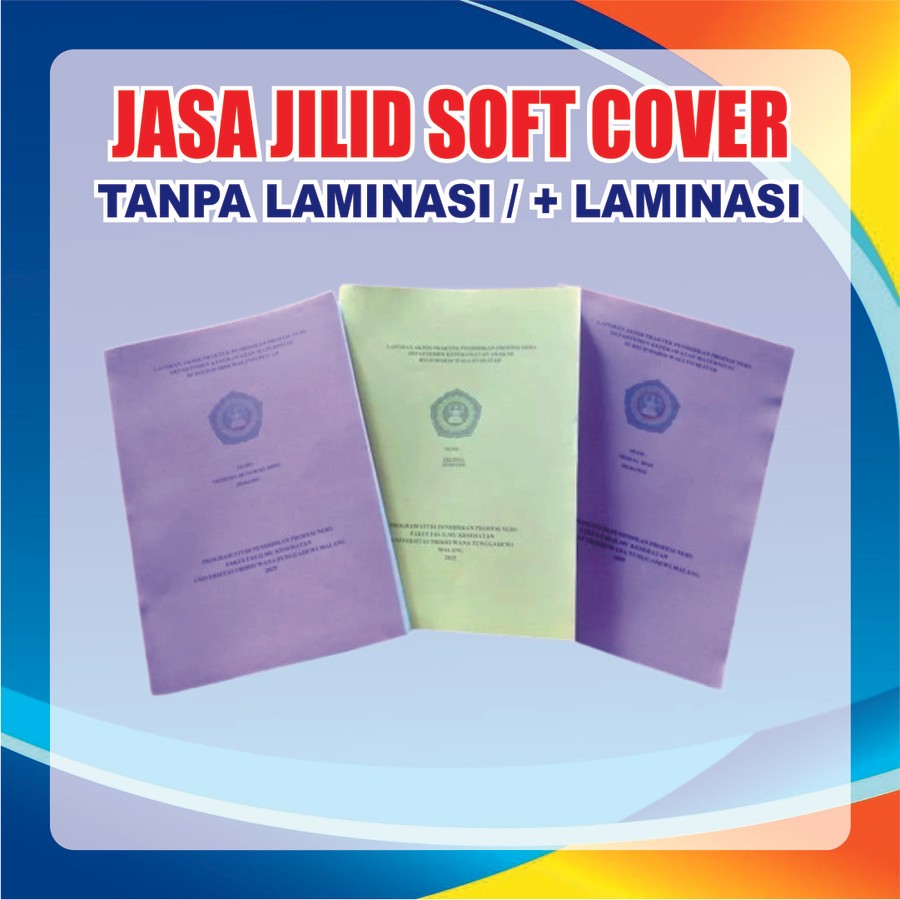 

Jasa Jilid Soft Cover Ukuran A4/F4