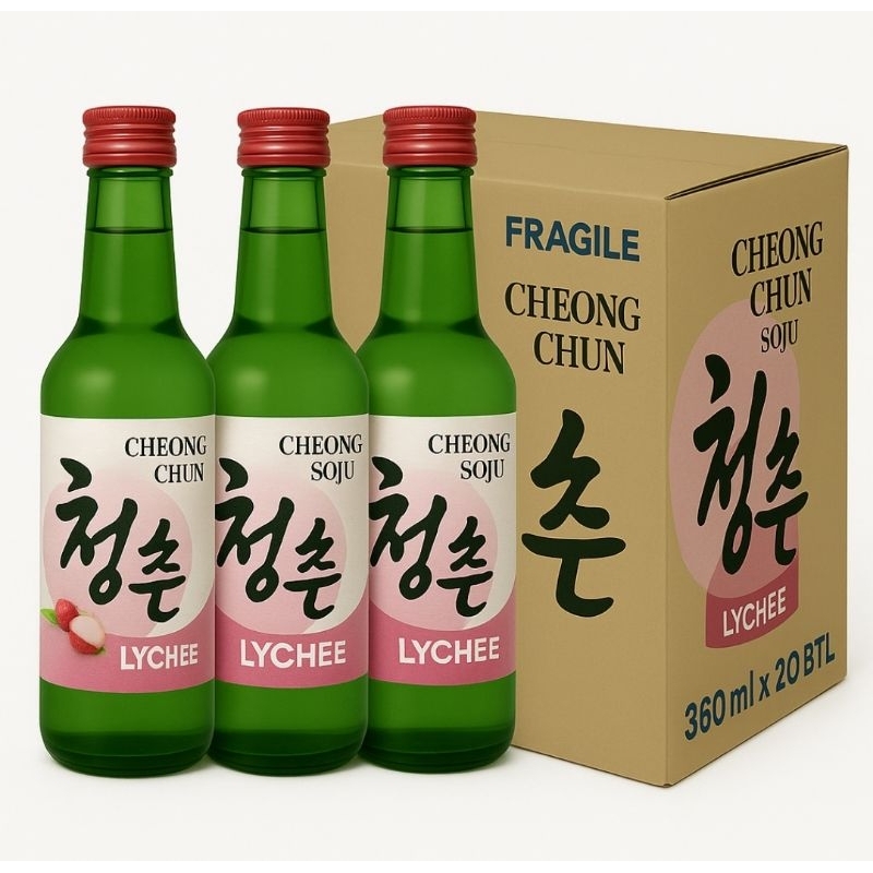 Cheong Chun Soju Lychee 1 Kardus Isi 20 Botol