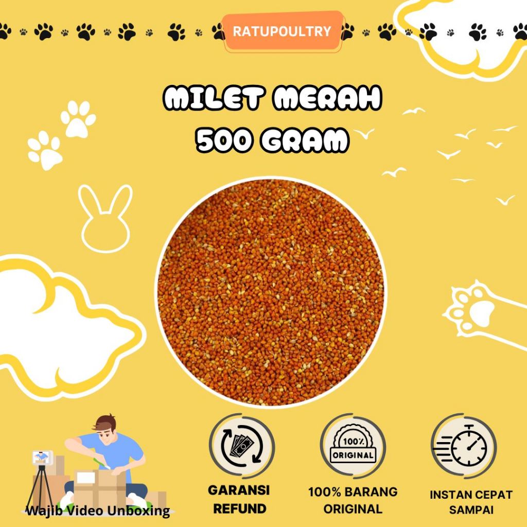Milet Merah Biji Milet Merah Pakan Makanan Burung Lovebird Perkutut Parkit Kenari