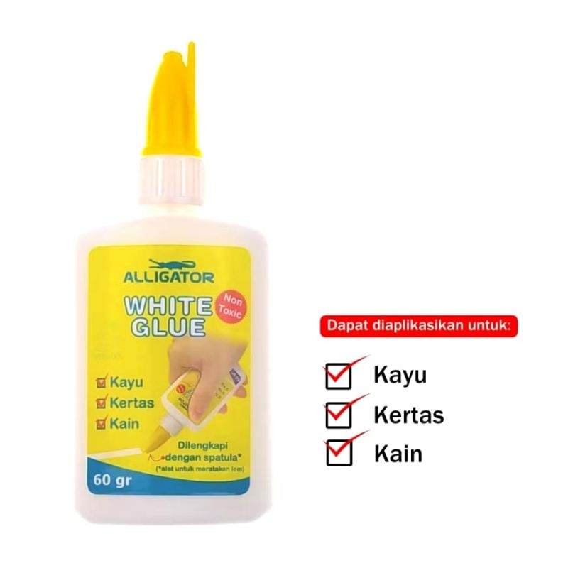 

Lem Serbaguna Alligator 60 gr Lem putih white glue lem kayu lem kain