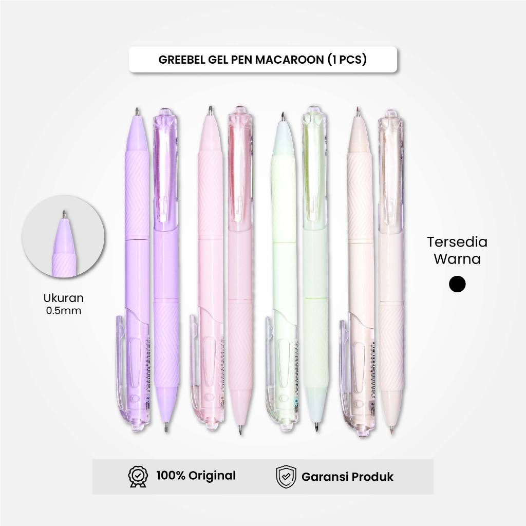 

GREEBEL Gel Pen Pulpen Pena GP-512 Macaroon Hitam 0.5 (1PCS) / Pulpen Gel Murah Grosir