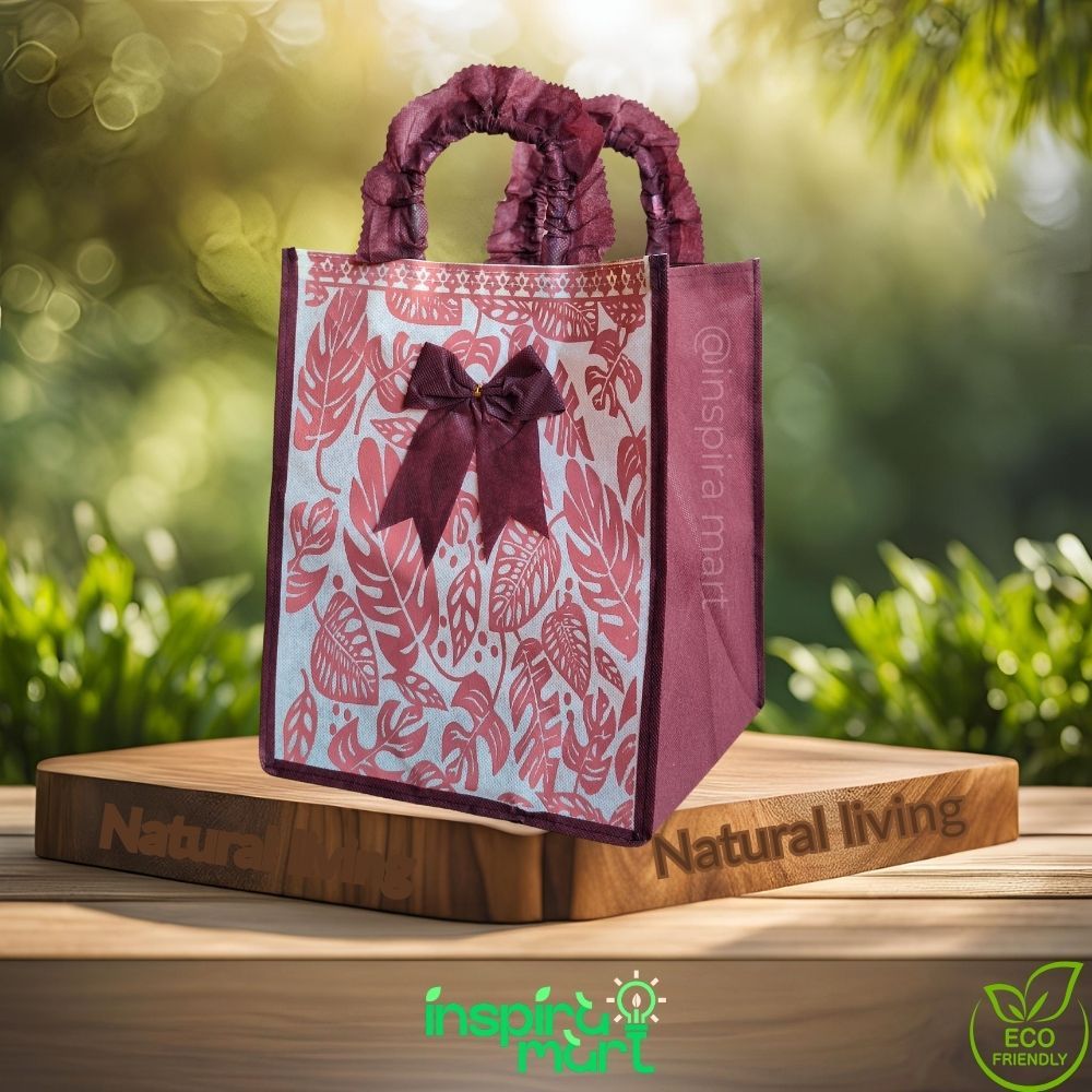 

Inspira Mart - (1 lusin) Tas Kotak Elegan Motif Daun - 23x23x29 cm