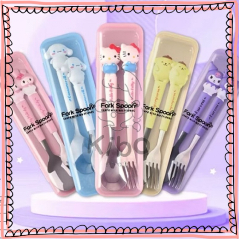 Set Sendok Garpu Anak Stainless Karakter Sanrio Perempuan Laki-Laki