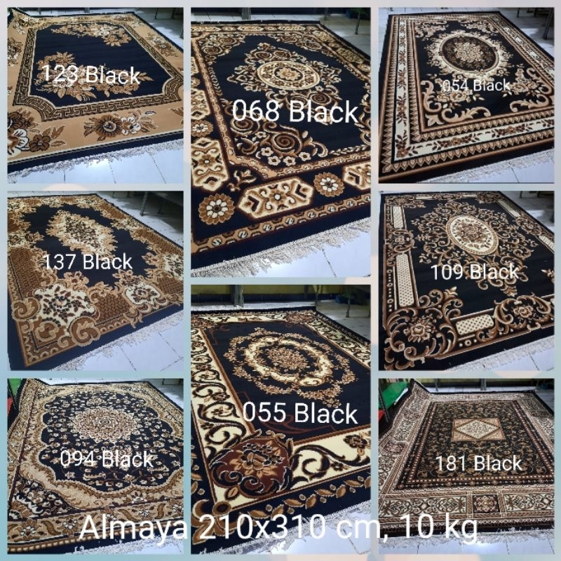 Karpet Permadani Besar Jumbo Almaya Shafira Coklat Cream Hitam Brown Black Berber Abu-Abu Grey  210x