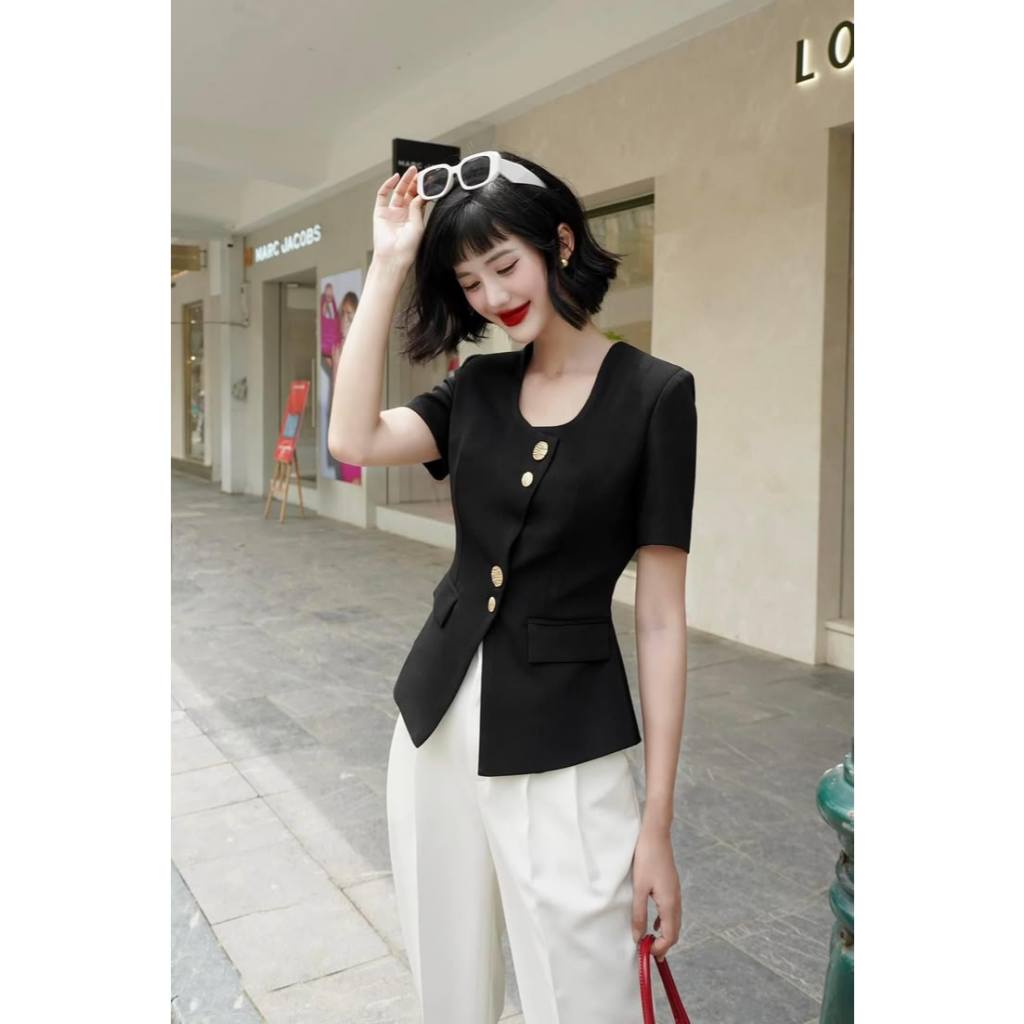 BLAZER WANITA LENGAN PENDEK/BLAZER SCUBA WANITA/BLAZER ATASAN WANITA KOREAN LOOK