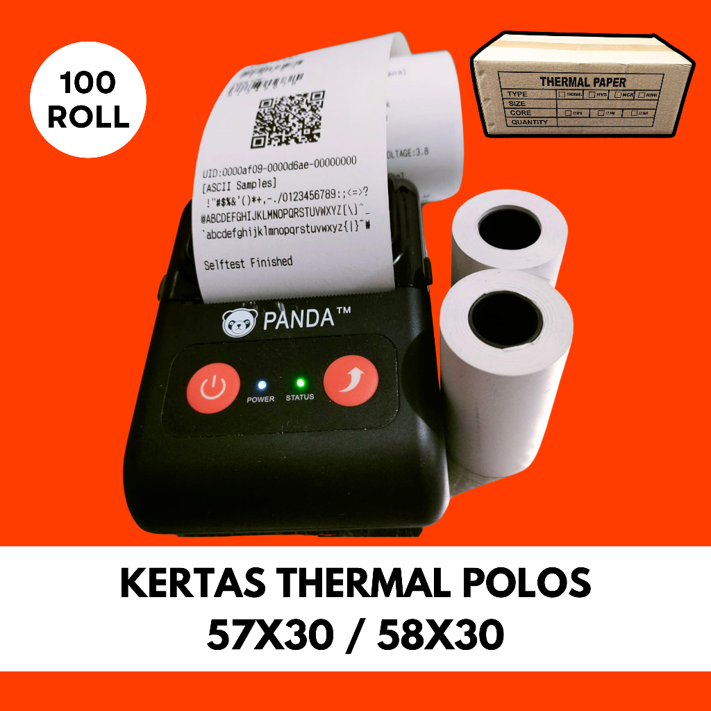 

100 ROLL KERTAS THETRMAL POLOS 57X30 / 58X30