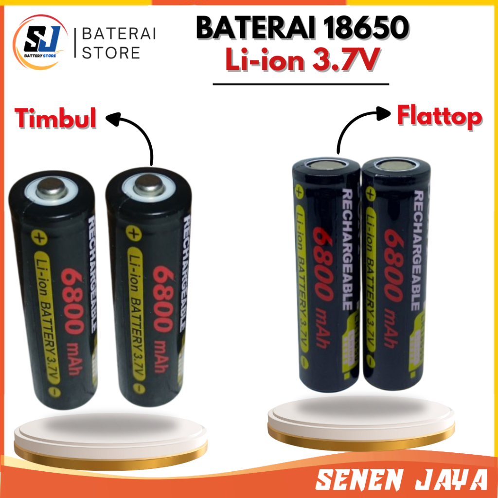 Baterai 18650 3.7V FLAT TOP Sony Batre Sony 18650 FLAT TOP 3.7V Batre 18650 KEPALA RATA (2 PCS)