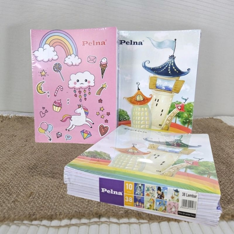 

Buku tulis 38 lembar 10 buku merek pelna ukuran buku tulis biasa/kwarto