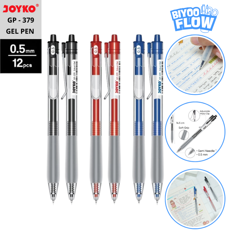 

Joyko 1 Lusin 12pc Gel Pen GP-379 Zokuri Pena Gel 0.5mm Bolpoin Pulpen Gel Metal Clip