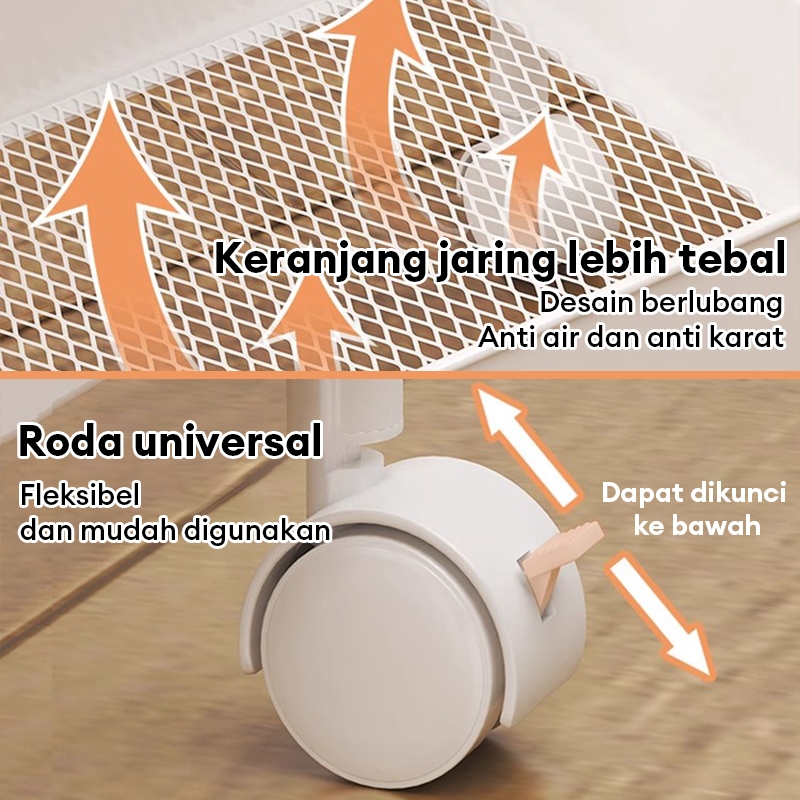 100% Besi Rak Troli Susun 4 Tingkat Rak Susun Serbaguna Rak Kamar Mandi Rak Besi Susun Rak Snack Rak