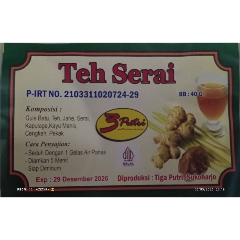 

wedang racik rempah teh serai