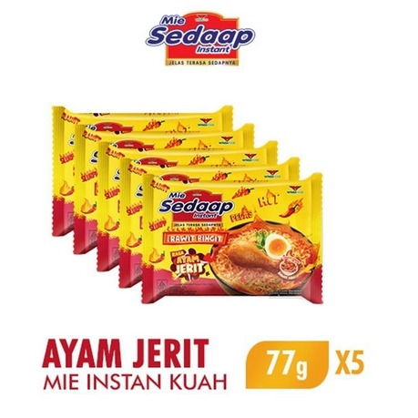 

Sedaap Mie Instan Ayam Jerit Pedas 77 Gr [paket isi 5 pcs]