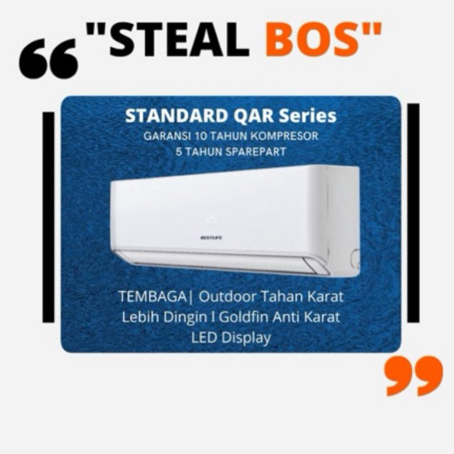 BEStLIFE AIR CONDITIONER SPLIT 05QAR3 AC INDOOR OUTDOOR GOLDFIN AC BESTLIFE 1/2 PK