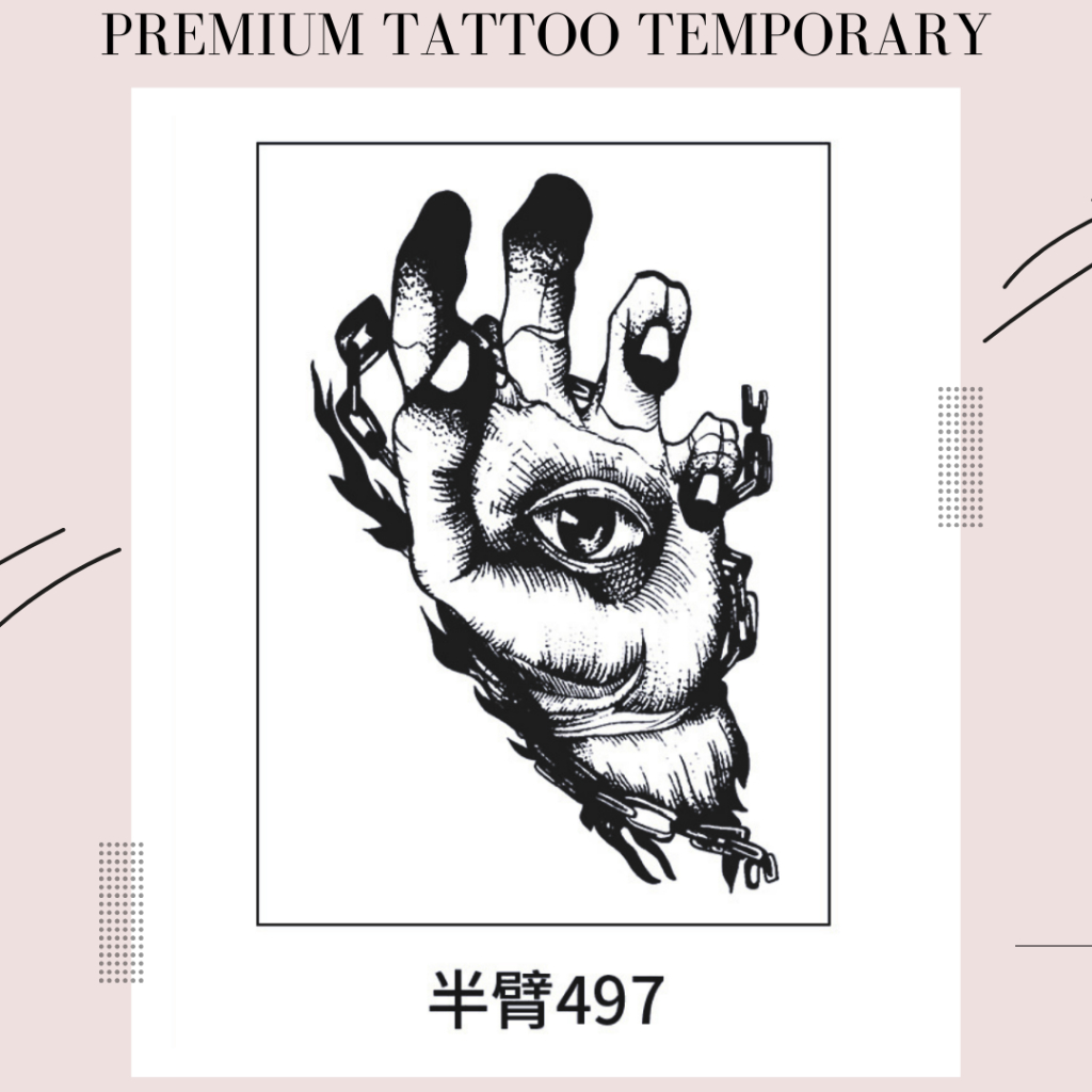 Premium KT-497 Tatto semi permanen fruit ink motif iluminati satanic aesthetic ukuran 11x18 cm water