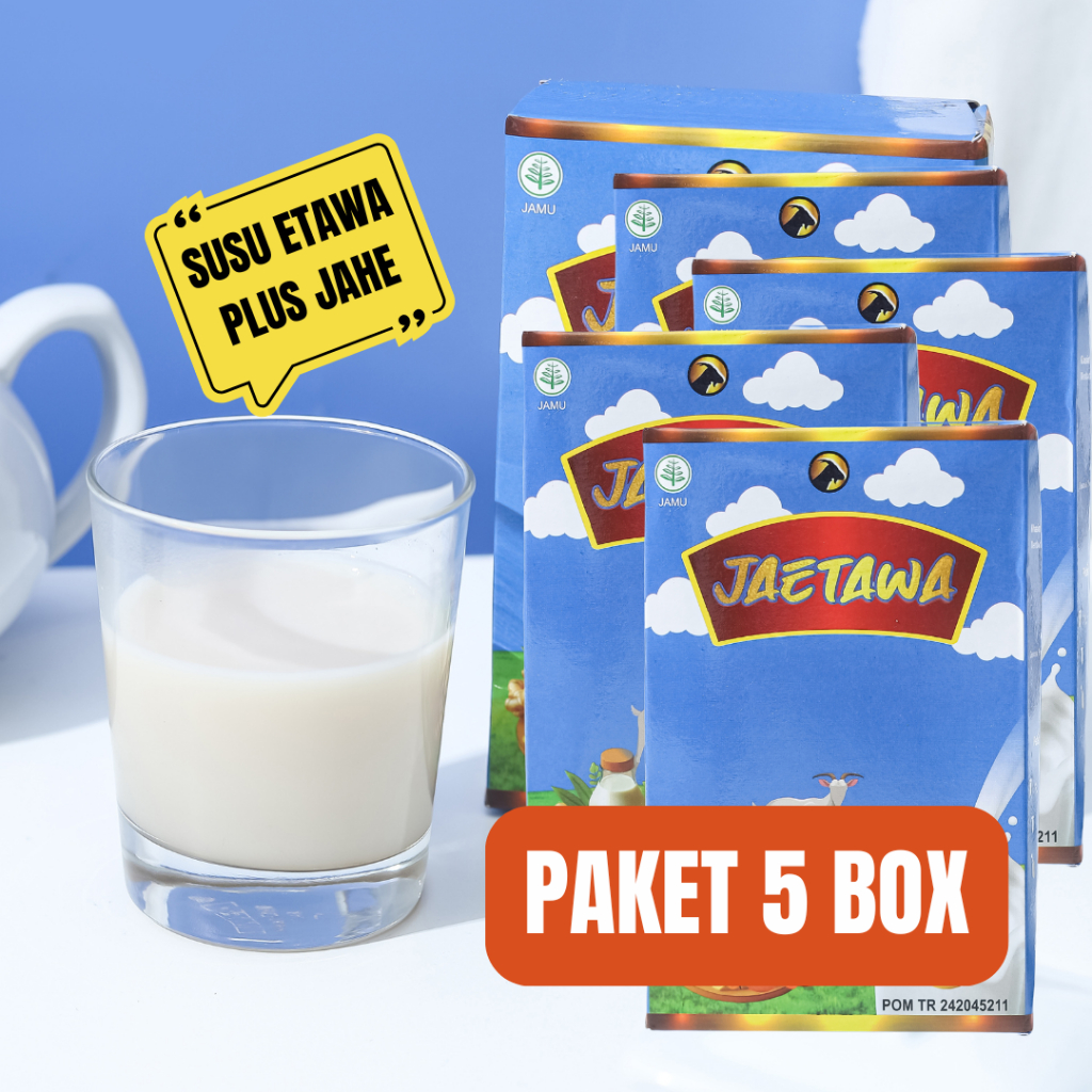 

PAKET 5 BOX - SUSU JAETAWA - SUSU ETAWA DAN JAHE MERAH - HANGATNYA TERASA - SEGARNYA NYATA