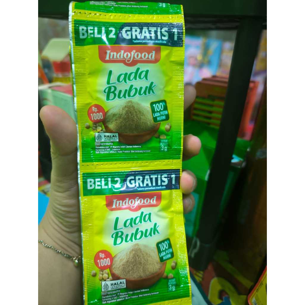 

1Renceng Indofood Lada Bubuk 100 % Lada Murni isi 18 Renceng x 3 Gram