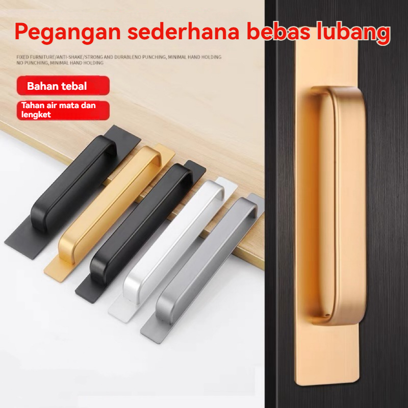 Gagang Handle Handel Tempel Aluminium, Tarikan Gagang Pintu Plat Sliding Pull Handle, Ukuran 148mm, 