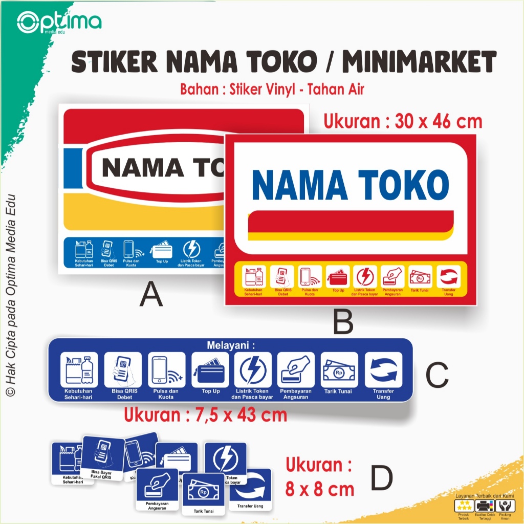

Stiker Nama toko , warung kelontong, minimarket, dan usaha lainnya