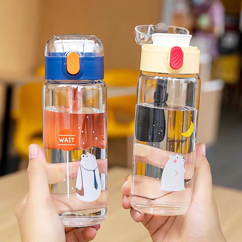 Botol Air Kaca 420ml | Tumbler Glass | Botol Air kaca Minum | Botol Kaca Unik | Botol Minum Kaca Ben