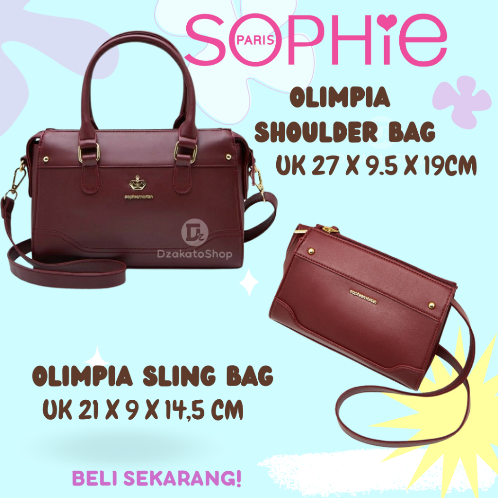 Sophie Martin Paris Tas Jinjing Selempang Olimpia Shoulder Sling Merah Maroon Premium Eksclusive Bag