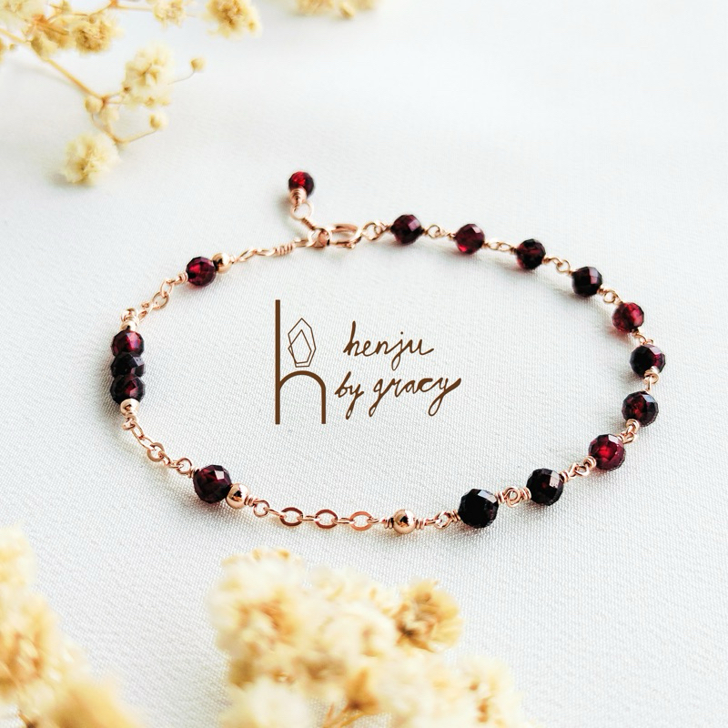 Henju By Gracy | Asymetric Wire Wrapped Gemstone Bracelet | Birthstone Adjustable Bracelet | 14K Gol