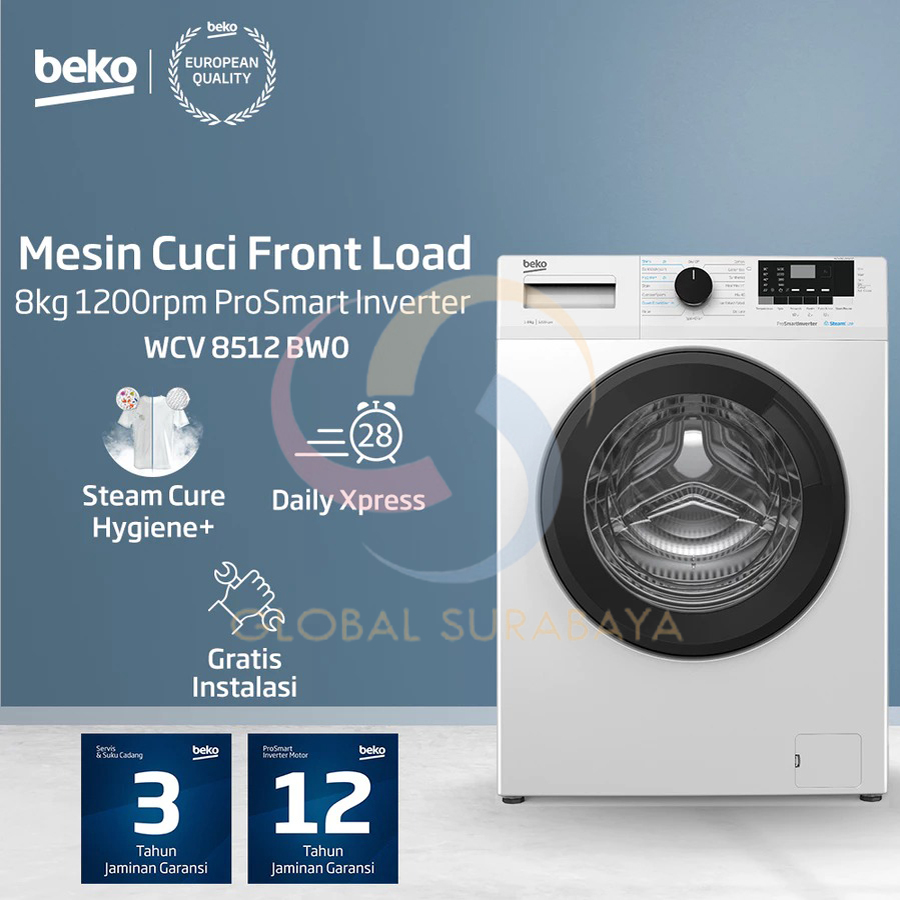 BEKO MESIN CUCI FRONT LOADING 8KG WCV8512BWO || WCV 8512 BWO
