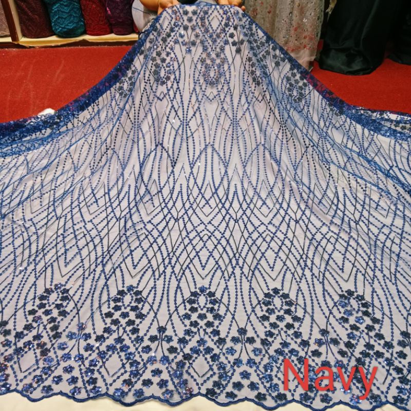 Bahan Kain Tile Bordir Spangle Squeen/ Bahan Tile Payet