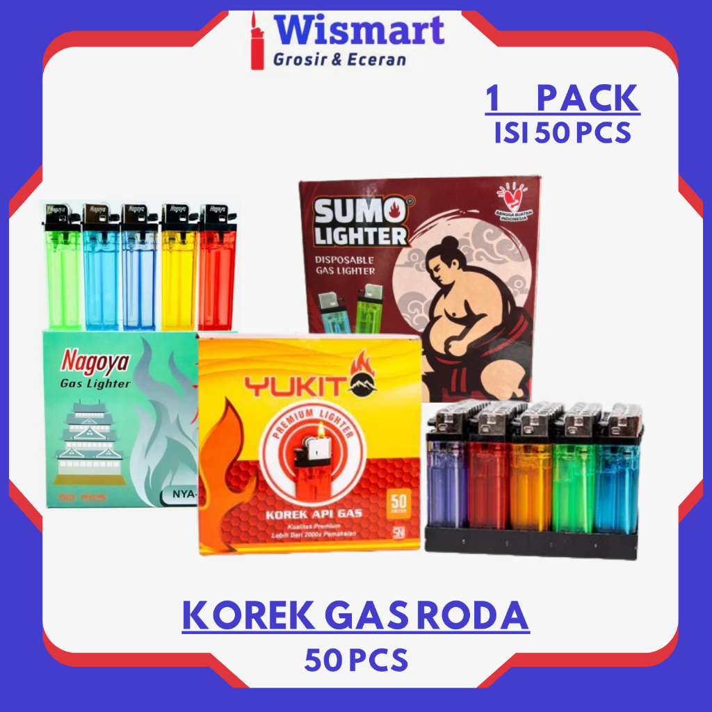 50 PCS KOREK API X2000 XL-072 KOREK API RODA BESAR GAS YUKITO NAGOYA DAIWA ASTRO LIGHTER WARNA