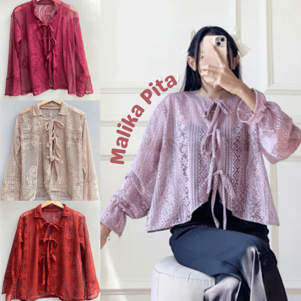 Malika Outer Brukat Premium Lengan Panjang Outer Tali Brukat Premium Outer Crop Malika Outher Brukat