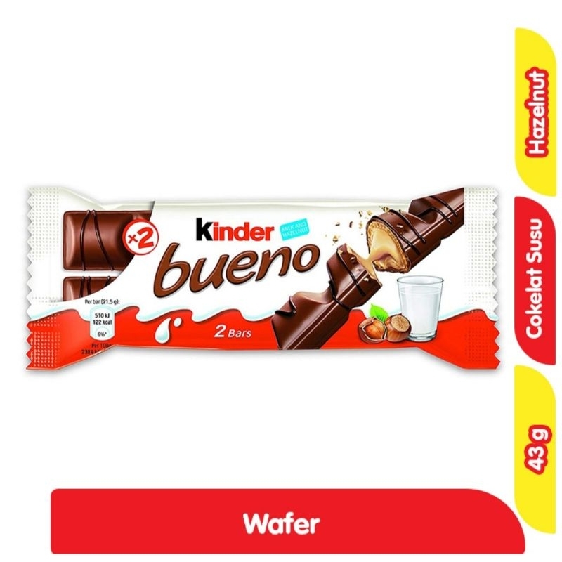 

Kinder Bueno Cokelat Susu Hazelnut 43 g