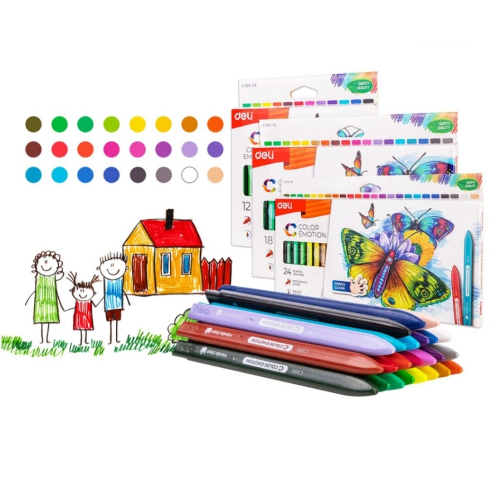 

Crayon Ergonomis Tidak Beracun Krayon Plastik 12/18/24 Warna Triangular Tahan Lama Non-Toxic