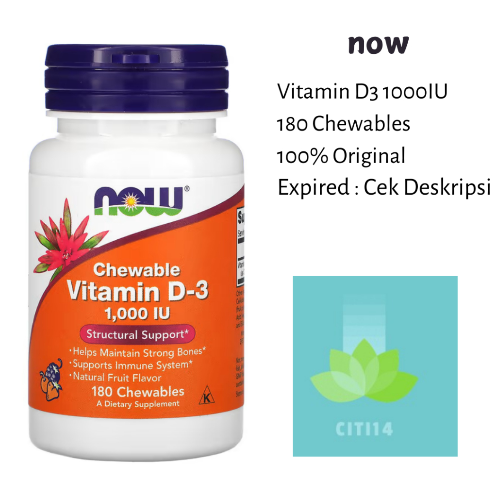 NOW CHEWABLE VITAMIN D3 1000IU 180 TABS VIT D3 1000IU TABLET KUNYAH