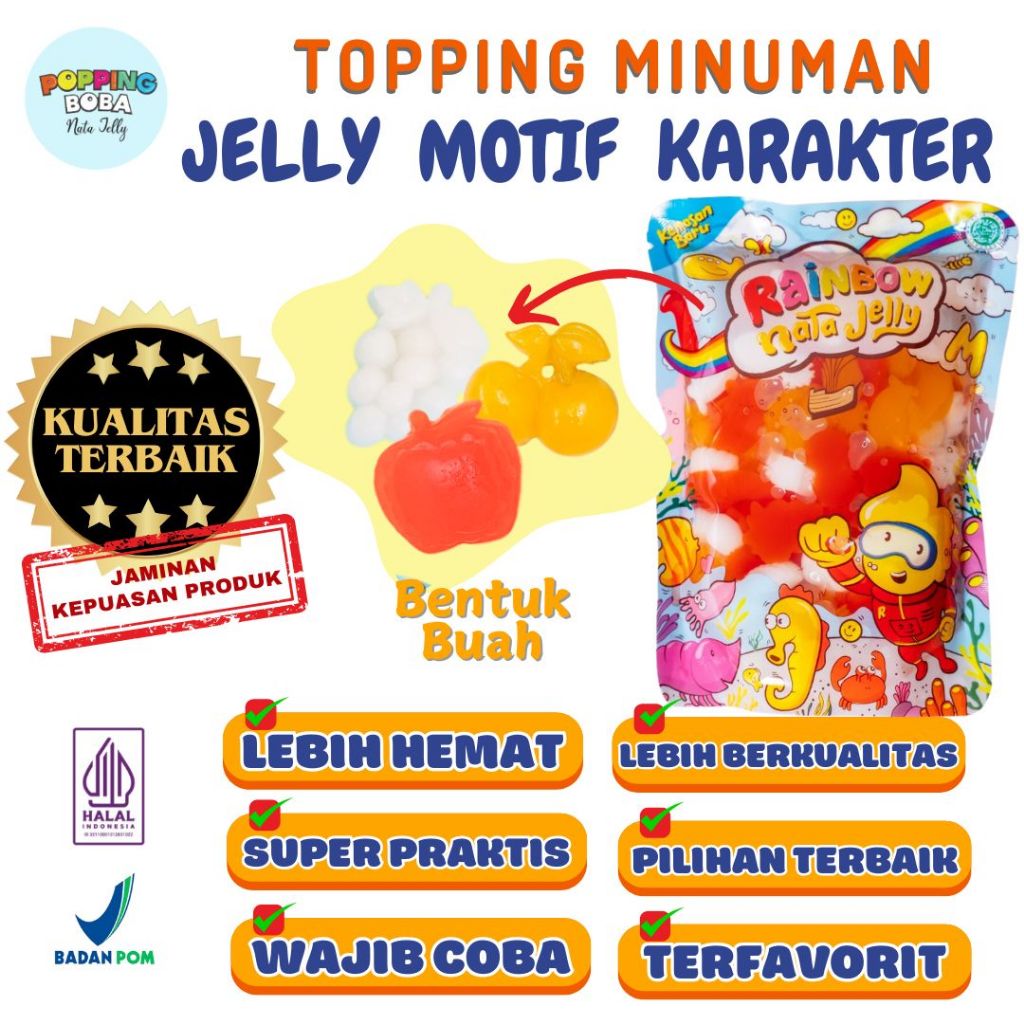 

Jelly Motif Karakter Topping Minuman - Jelly Bentuk Buah Cocok Untuk Semua Minuman | Popping Boba Meletus Pecah Dimulut Nata Jelly