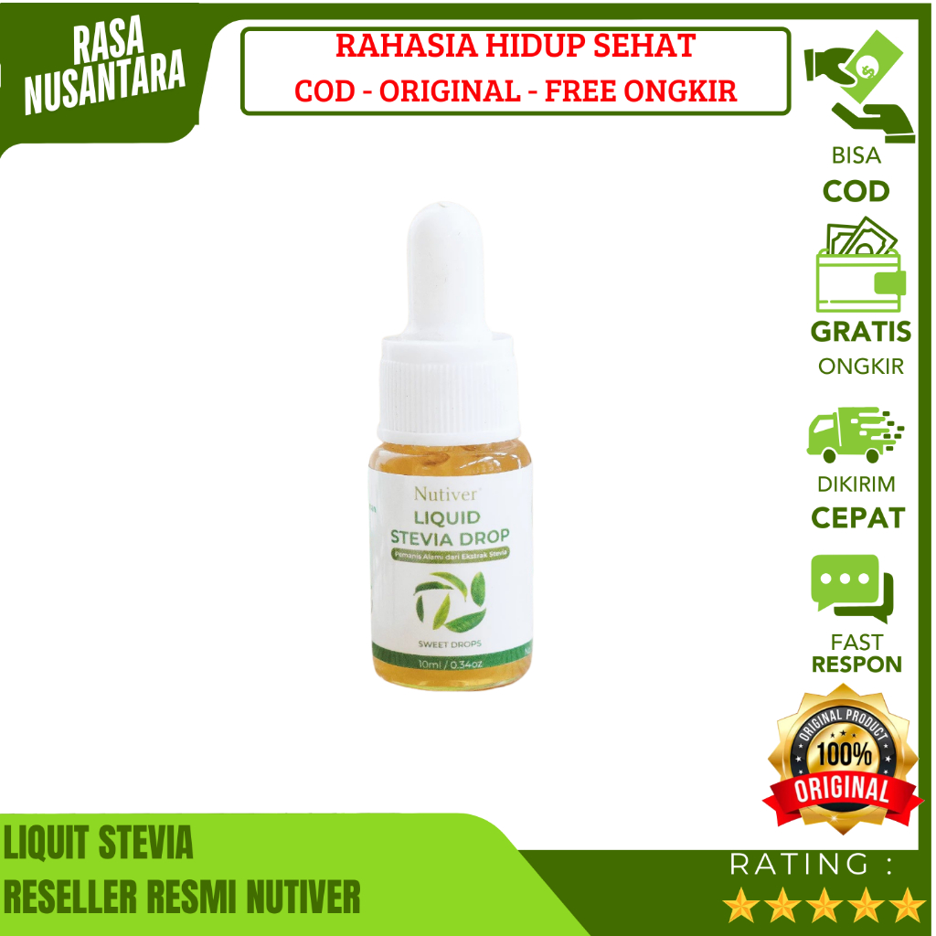 

GULA STEVIA NUTIVER (GRATIS ONGKIR) Liquid Stevia Cair Pemanis Alami 15ml & 5ml Halal Bpom / Pengganti Gula Dengan 0 Calorie / Stevia Liquid Sweet No Worries Gula Zero Calorie / Pemanis Gula Cair Natural Sweetener Herbal Alami Best Seller