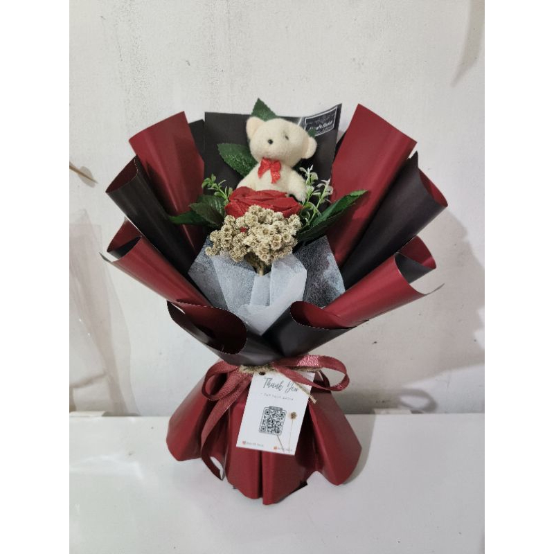 Buket bunga mini / buket boneka mini / buket ukuran kecil (±32cm x ±25cm)