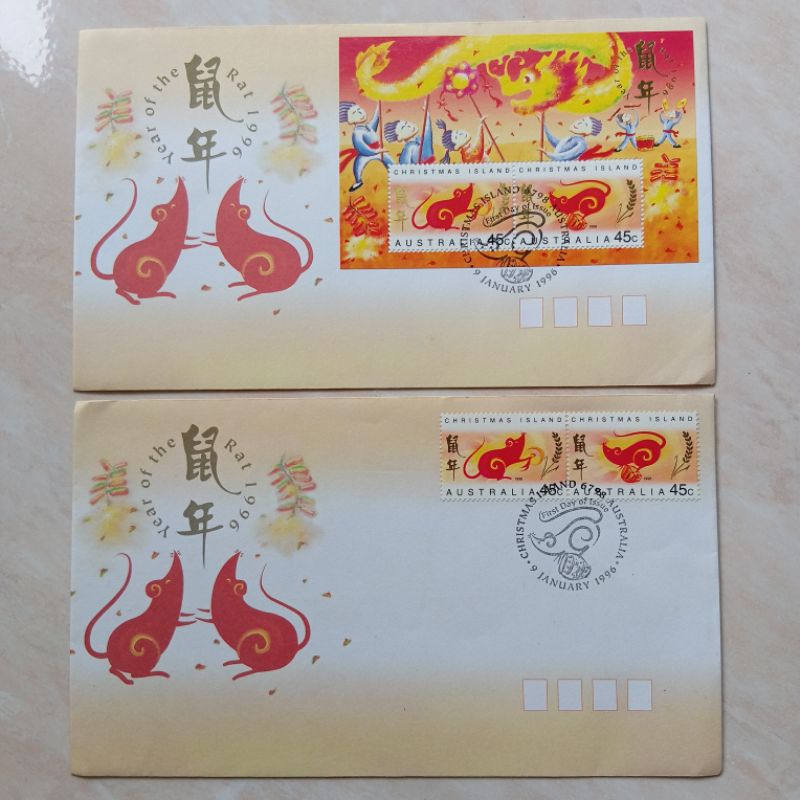 

Koleksi Prangko Filateli Sampul FDC SHP Australia Christmas Island Tahun Tikus 1996 Set 2 Pcs - YN2343