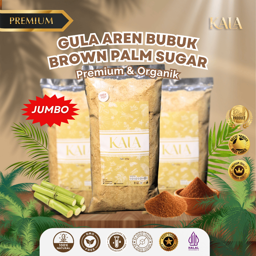 

KALA Gula Aren Bubuk 450gr - Brown Palm Sugar (CASTOR) - Gula Aren Halus Premium - Gula Semut Organik - Gula Palem - Gula Kastor