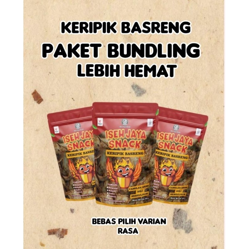 

Keripik Basreng Daun Jeruk paket BUNDLING by ISEH JAYA SNACK bebas pilih varian Rasa ISI 80 GRAM