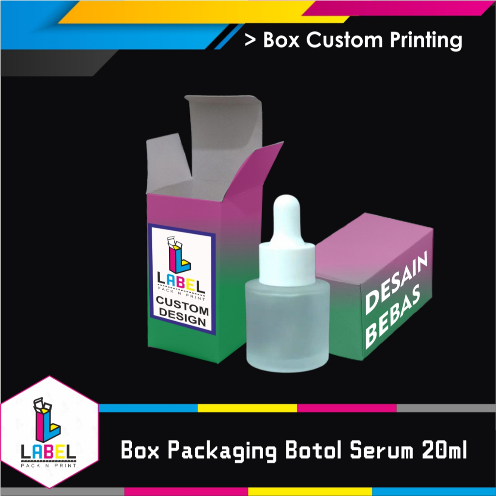 Box / Dus Packaging Botol Serum 20ml Custom Desain - Fullprint