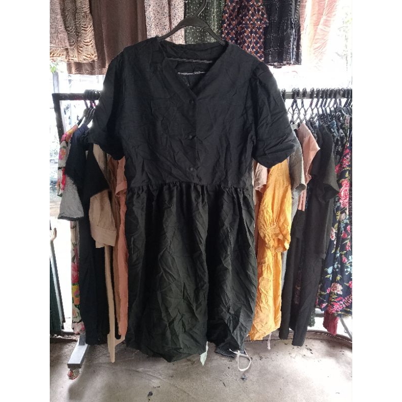 Dress Katun Korea Navy