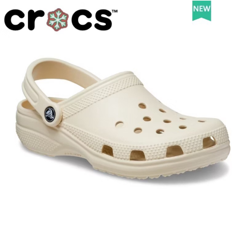 Crocs Unisex Classic Clog Sandal beige cream Bernapas Sepatu Pria Dan Wanita Klasik Ori