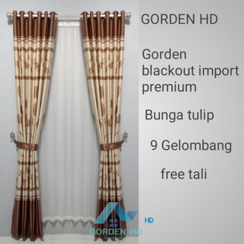 Gorden blackout kusus 9 Gelombang gorden jendela pintu kamar motif bunga tulip dan motif pelangi