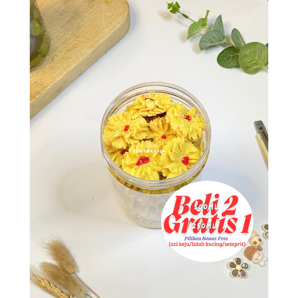 

Kue Semprit Pratama Rasa Kue Kering Renyah Berkualitas Toples Tabung 500ml / 250ml